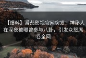 【爆料】番茄影视官网突发：神秘人在深夜被曝曾参与八卦，引发众怒席卷全网