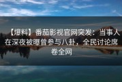 【爆料】番茄影视官网突发：当事人在深夜被曝曾参与八卦，全民讨论席卷全网
