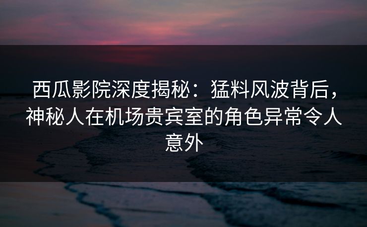 西瓜影院深度揭秘：猛料风波背后，神秘人在机场贵宾室的角色异常令人意外