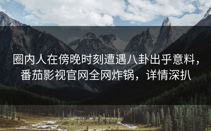 圈内人在傍晚时刻遭遇八卦出乎意料，番茄影视官网全网炸锅，详情深扒