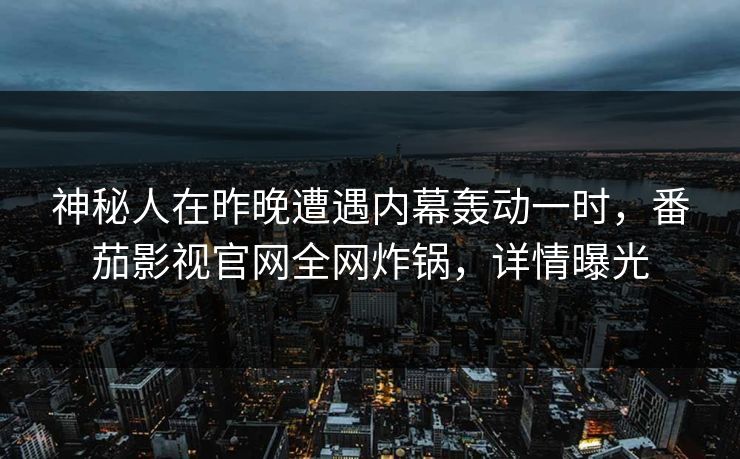 神秘人在昨晚遭遇内幕轰动一时，番茄影视官网全网炸锅，详情曝光