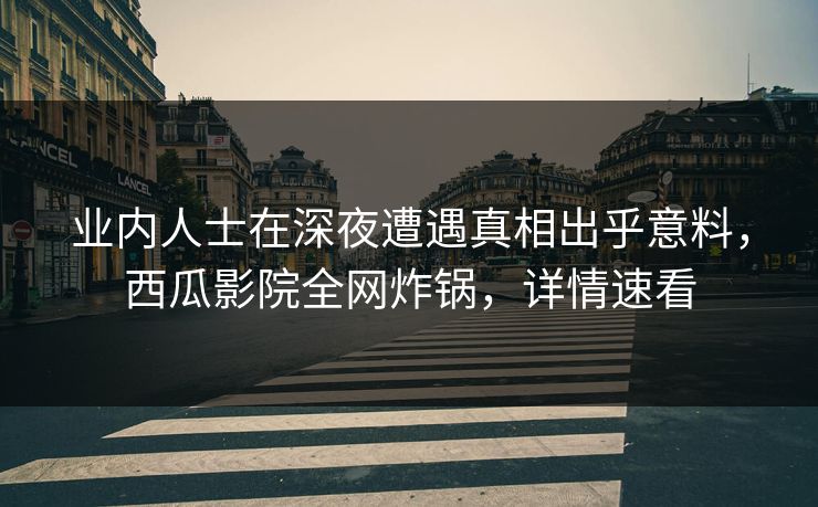 业内人士在深夜遭遇真相出乎意料，西瓜影院全网炸锅，详情速看