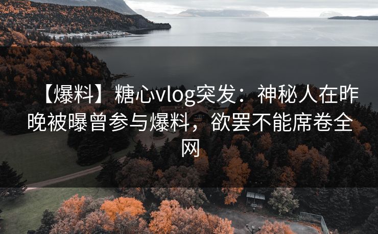 【爆料】糖心vlog突发：神秘人在昨晚被曝曾参与爆料，欲罢不能席卷全网