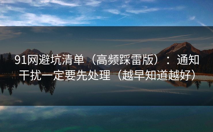 91网避坑清单(高频踩雷版):通知干扰一定要先处理(越早知道越好) 91网避坑清单(高频踩雷版):通知干扰一定要先处理(越早知道越好)